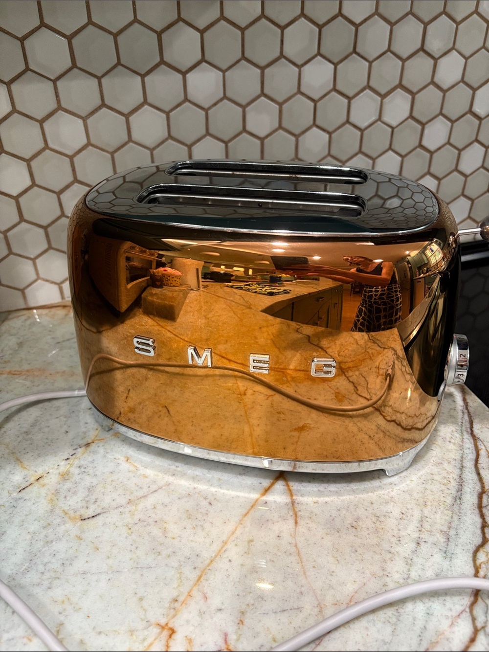 SMEG 2-Slice wide 50’s style MCM Toaster in Copper Metallic